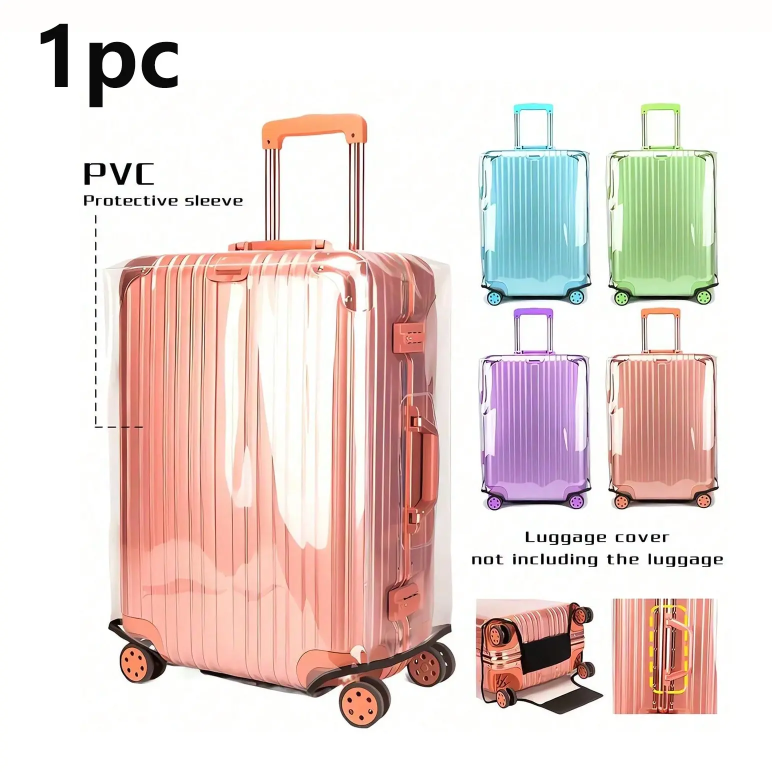 Transparent PVC Luggage Cover, Waterproof Travel Protector, Dustproof Suitcase Sleeve, Fits 20-30 Inch Luggage, Essential for Beach Vacations