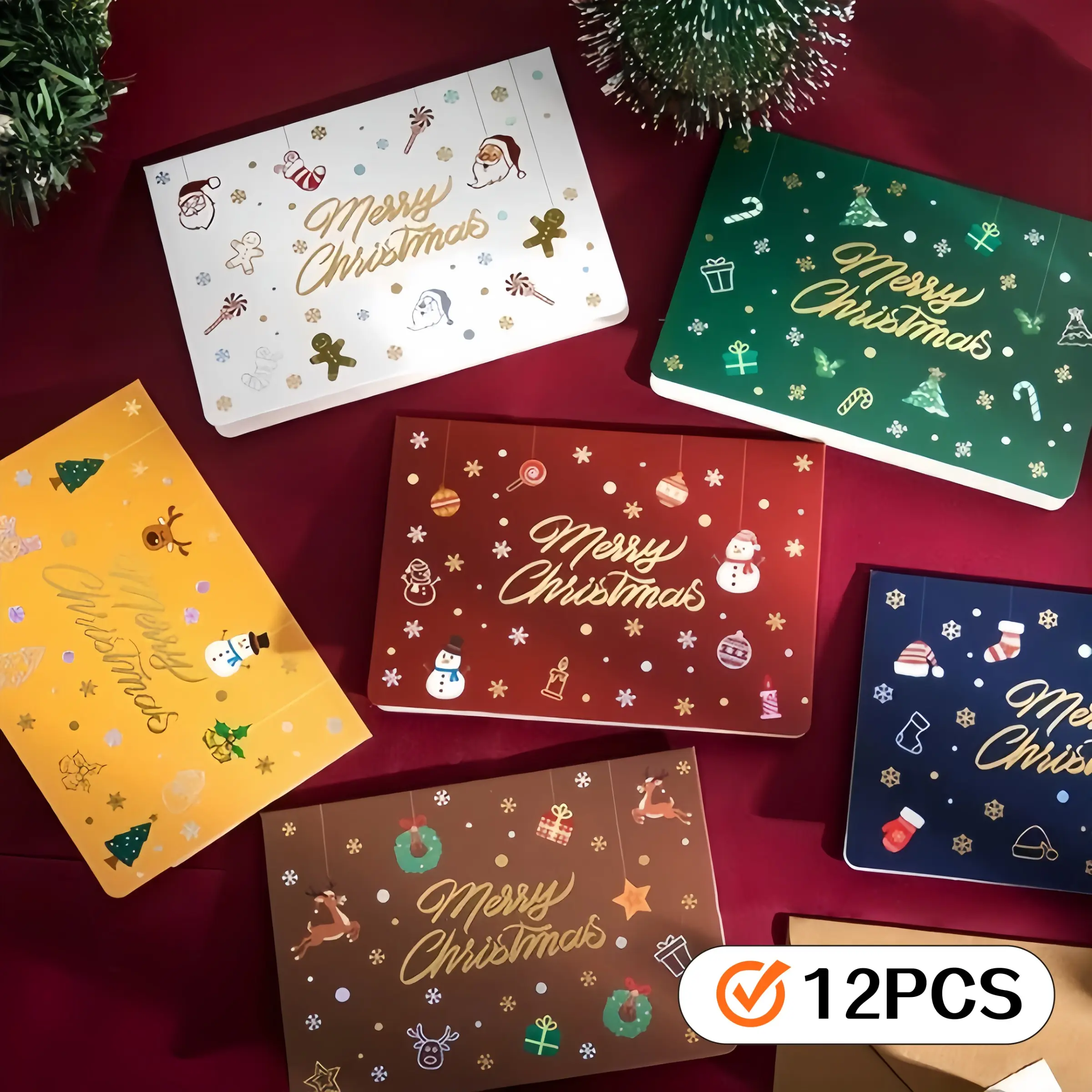 12-Piece Christmas Card Set with Envelopes, Santa Design, Perfect for Holiday Greetings, Winter Parties, New Year Gifts