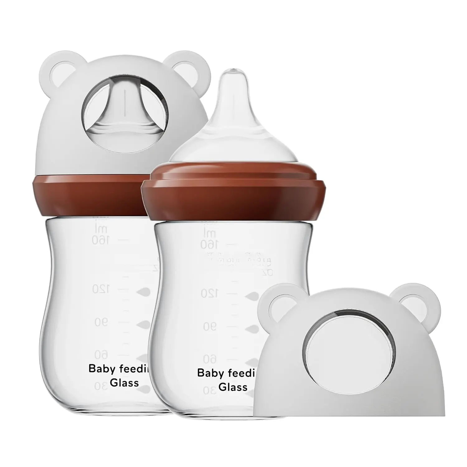Natural Glass  Bottle  Breastfeeding , 5.4oz Anti-Colic  Bottle with Natural Response Nipple(S), Clear, Wide Neck, 2 Pack, 1 Months+ straw gifts baby