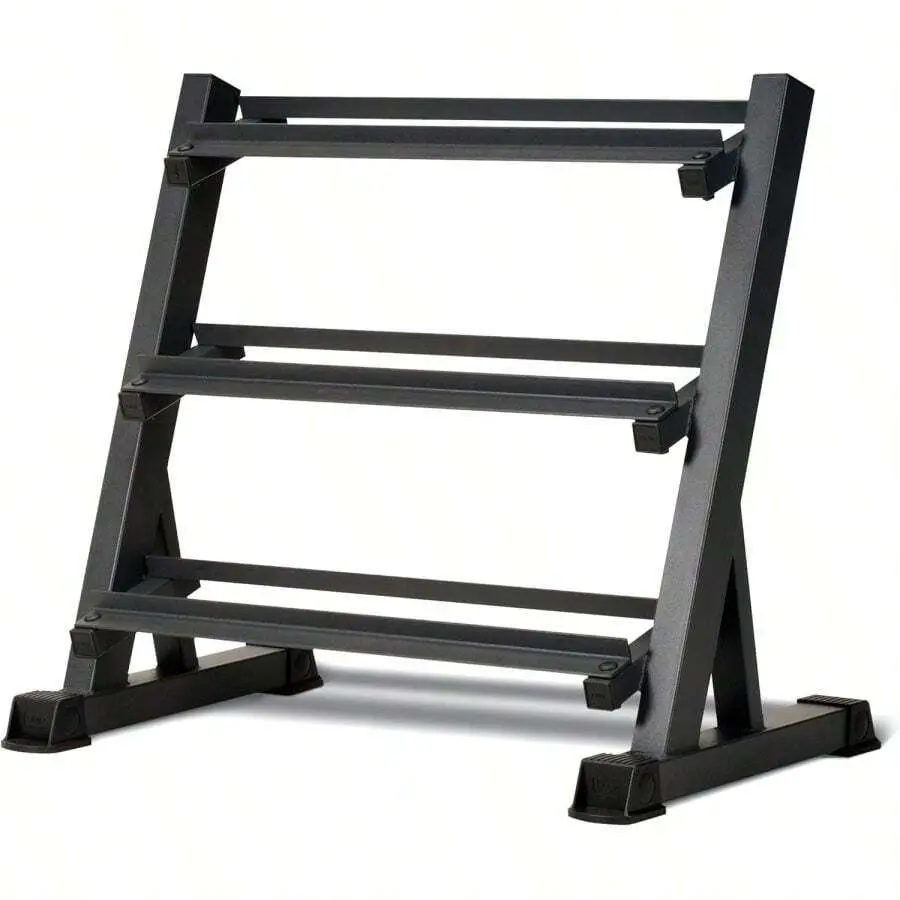 1100LB Capacity Adjustable 3-Tier Dumbbell Rack For Home Gyms  36-Inch Base Model Storage Stand-XY42024