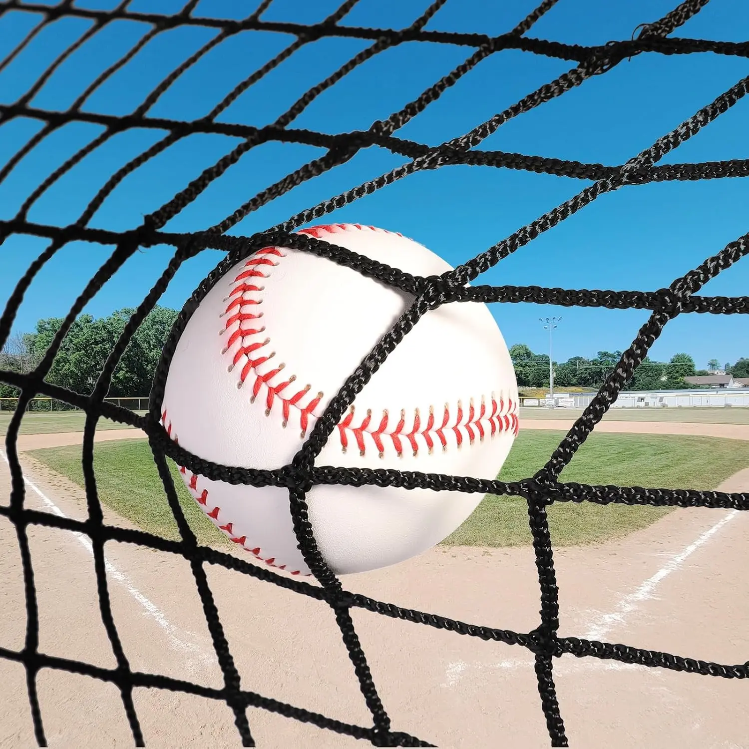 10 x 12 Feet Heavy Duty Baseball Softball Backstop Nets, with 12 Spring Snaps and 4 Carabiners, Backyard Sports Barrier Ball Stop Netting