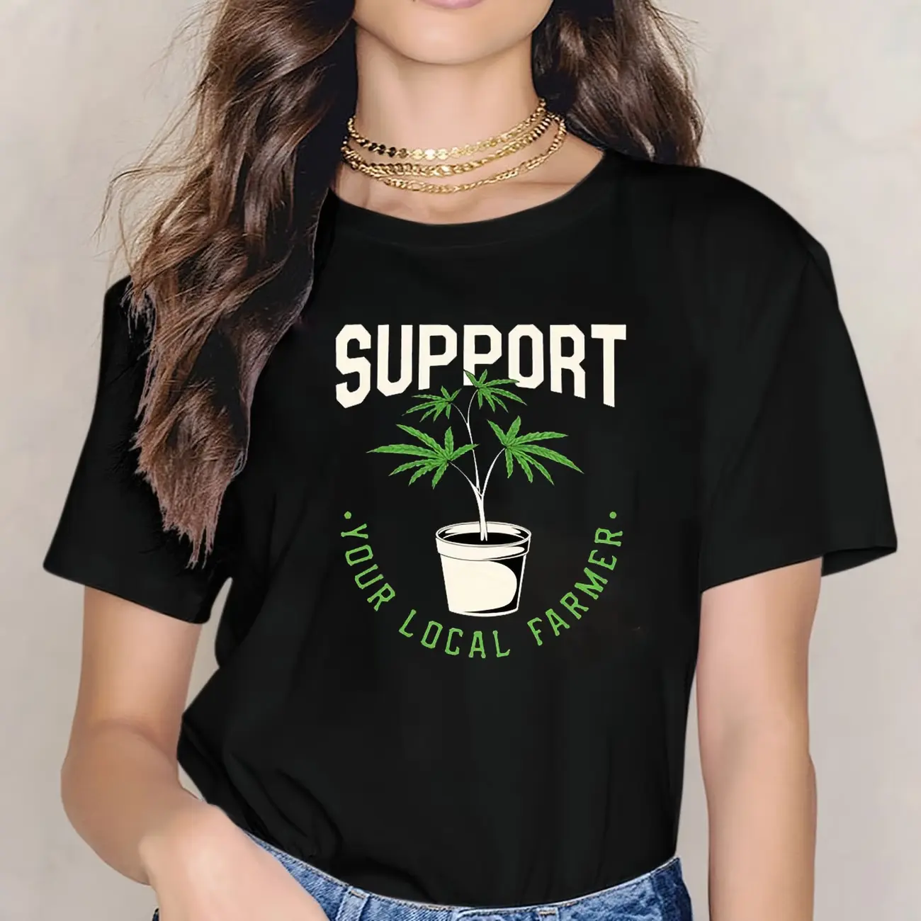 Unisex Casual Short Sleeve T-Shirt, Leaf Pattern Printed Craft Tee, Loose Fit Soft Breathable Daily Wear Top, Trendy summervibes Apparel for Daily Travel Street Fashion, Lightweight Comfortable Crew Neck Shirt Suitable For All Seasons Outdoor Casual Outfi