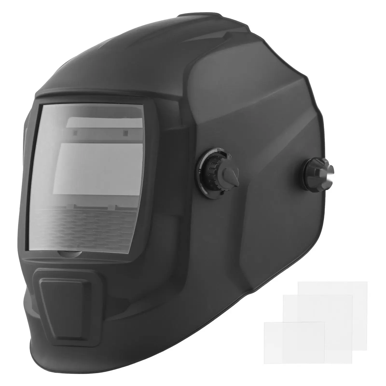 Welding Helmet Auto Darkening 3.66" X 1.69" True Color Welding Hood Solar Powered Welder Mask With 2 Arc Sensors Shade 4/9-13 For TIG MIG ARC Weld Grinding - CRIUS Series Matte Black
