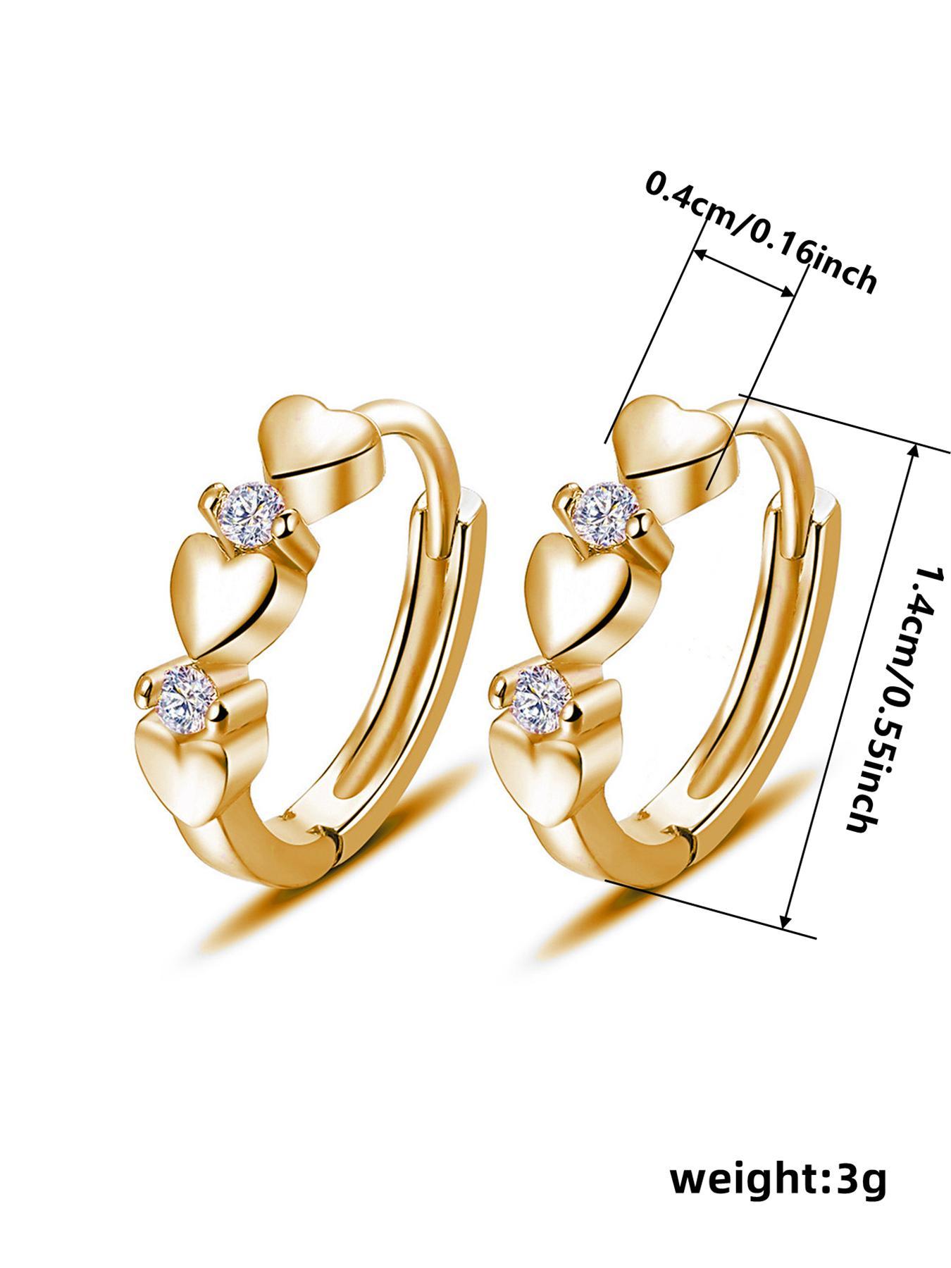 Cute Rhinestone Decorated Heart Shaped Earrings, 2pcs Elegant Fashion Hoop Earrings, Anniversary Wedding Party Jewelry Gifts for Women