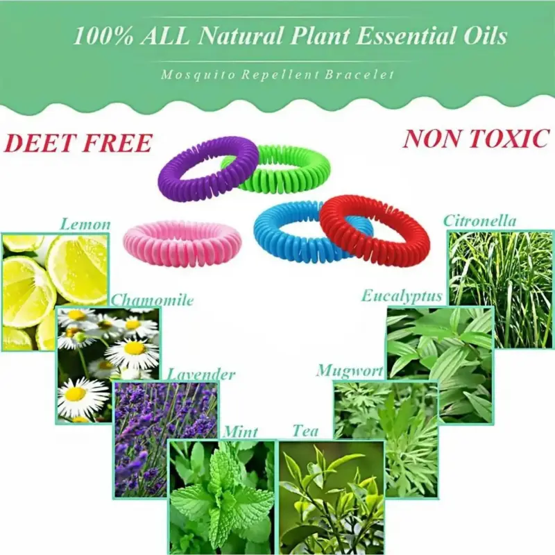 10 PCS Portable Mosquito Repeller Bracelets with Storage, Insect Guard Wristbands for Outdoor Camping & Hiking, Effective Pest Control Fashion Accessories for Adults (Bracelets & Bangles)
