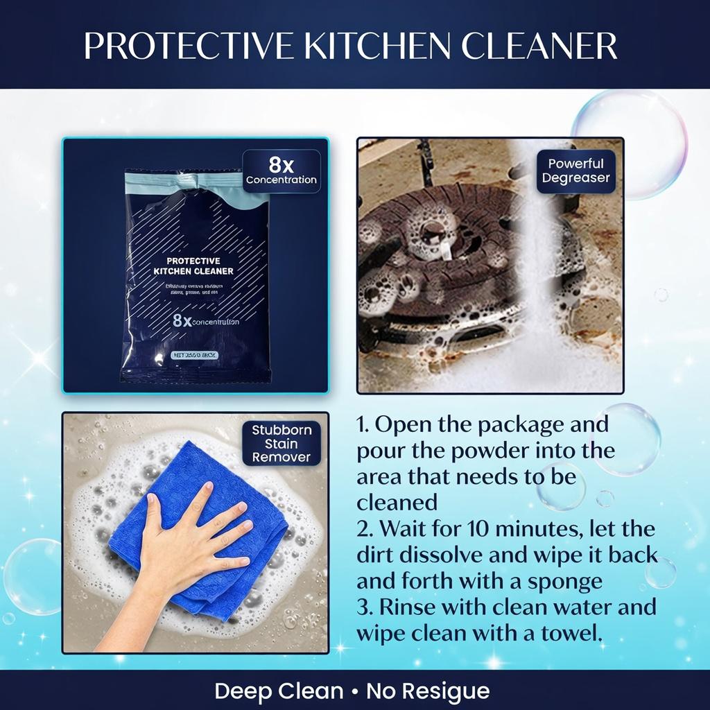Heavy Duty Kitchen Degreaser Powder (Boxed) - Powerful Grease & Oil Remover for Stovetop, Range Hood & Cookware