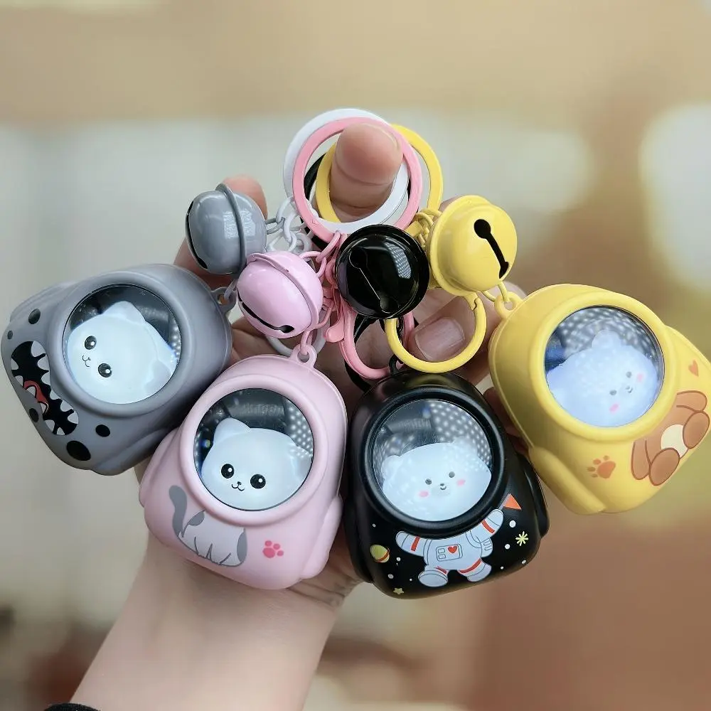 4 Pack Glow-in-the-Dark LED Animal PVC Keychain Set with Bell, Cute Collectible Friend Gift Charms, Daily Bag Pendant, Car Mirror Hanging Ornament for Sports Outdoor Decor