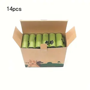 Dog Waste Bag, 210pcs/14 Rolls Leak-proof Dog Waste Bag with Paw Print Design, Durable Plastic Poop Bags for Pet Cleanup & Outdoor Use