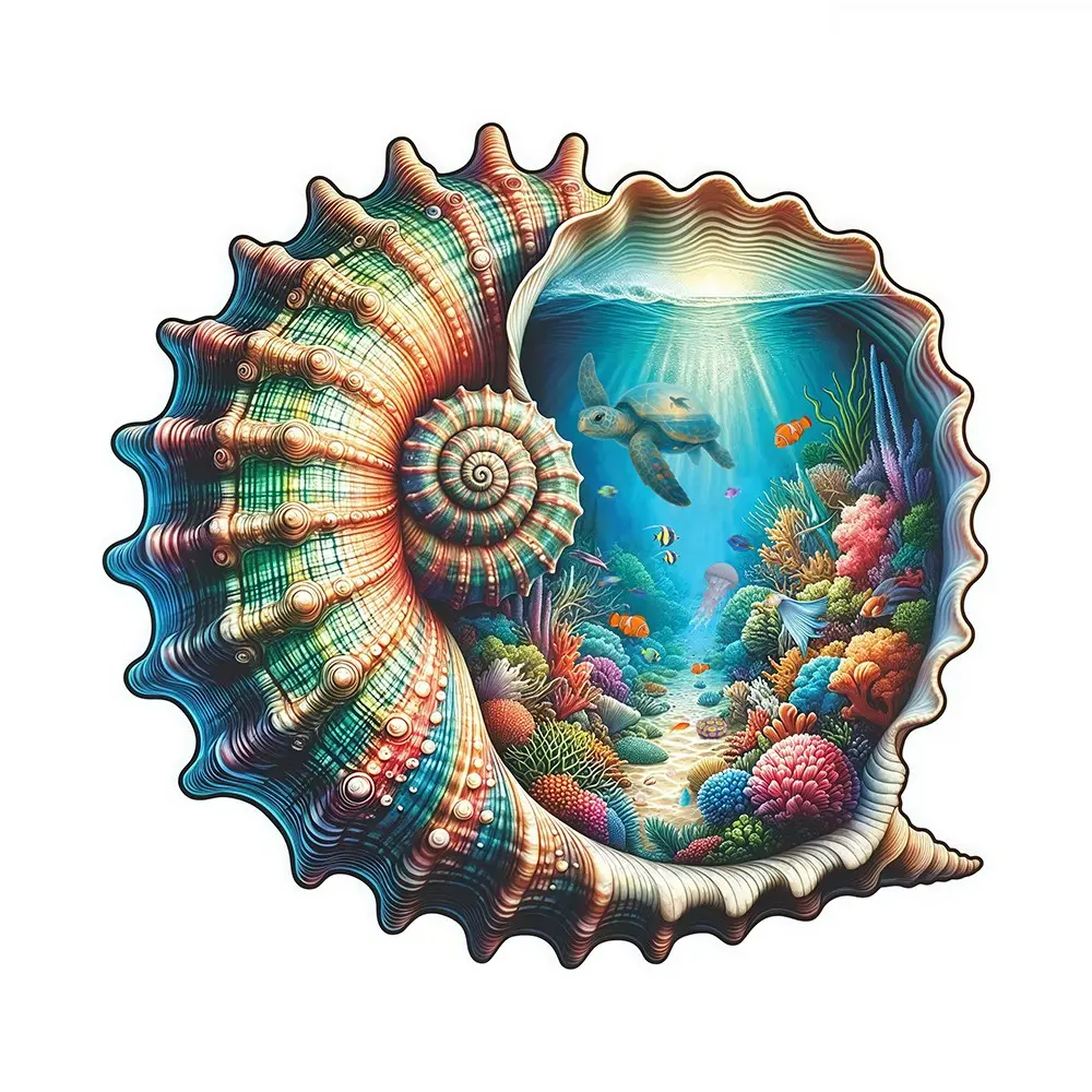 Animal Wooden Puzzle A3 A5 Size, 150 Pieces Seashell Wooden Puzzle, Adult and Child Building Game, Educational Toy for Kids