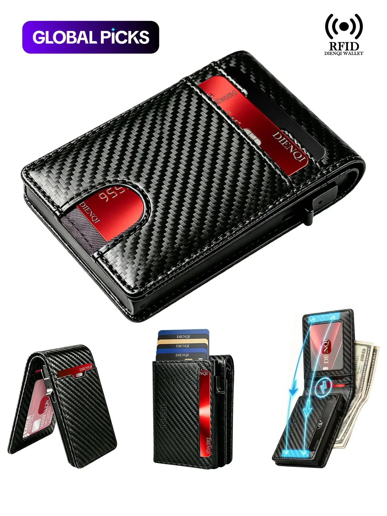 Business Matching Rfid Blocking Wallet, Simple Plain Multi Card Slots Wallet, Minimalist Aluminium Metal Pop-up Case ID Bank Credit Cardholder Cash Wallet for Men, Rfid Theft Proof Bifold Smart Wallets,Commuting,Travel,Thanksgiving,Gift #GLOBAL PICKS