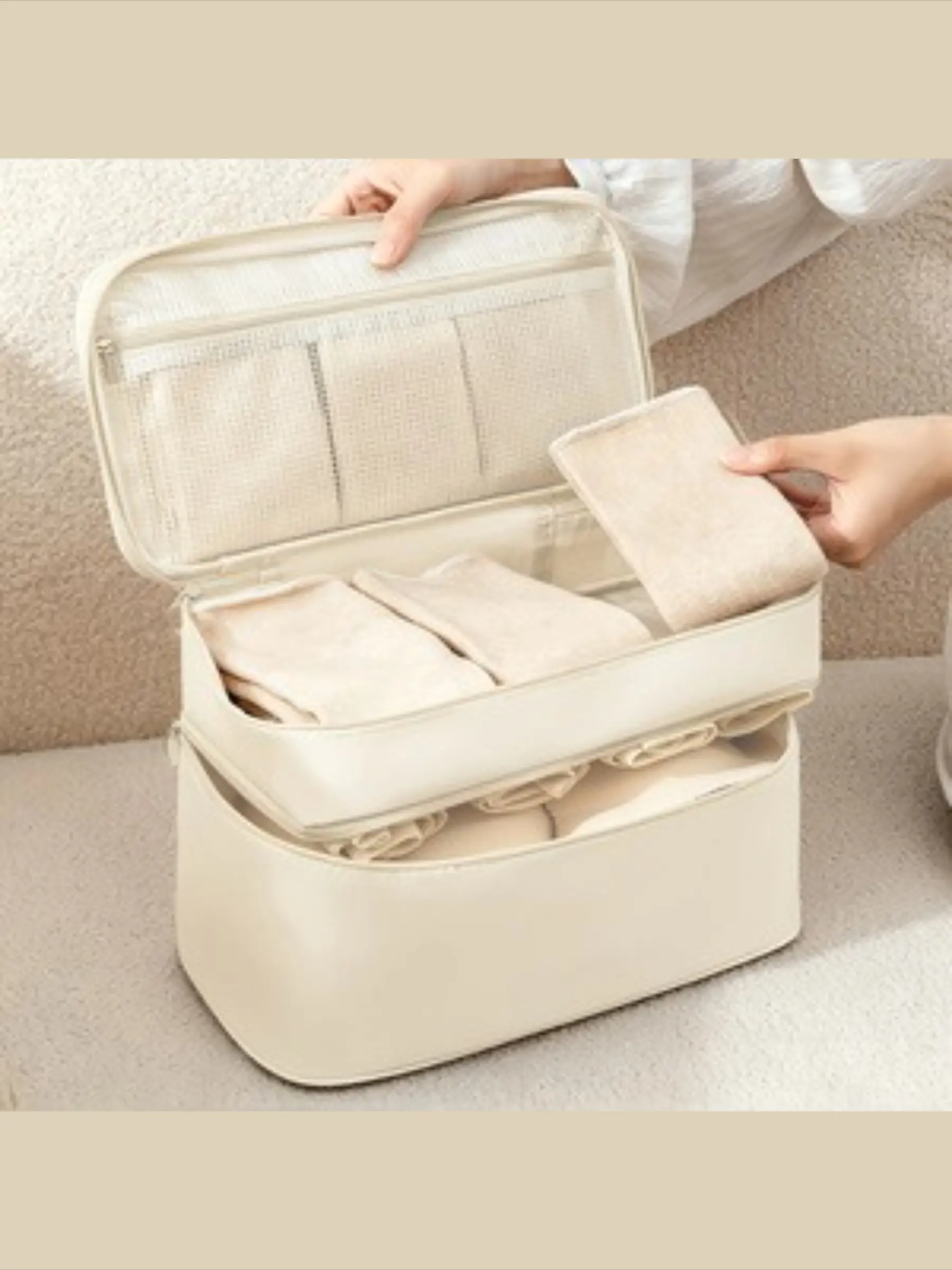 Minimalist Double-Layer Lingerie Storage Bag – A stylish, multifunctional, portable and spacious bag for storing lingerie and underwear
