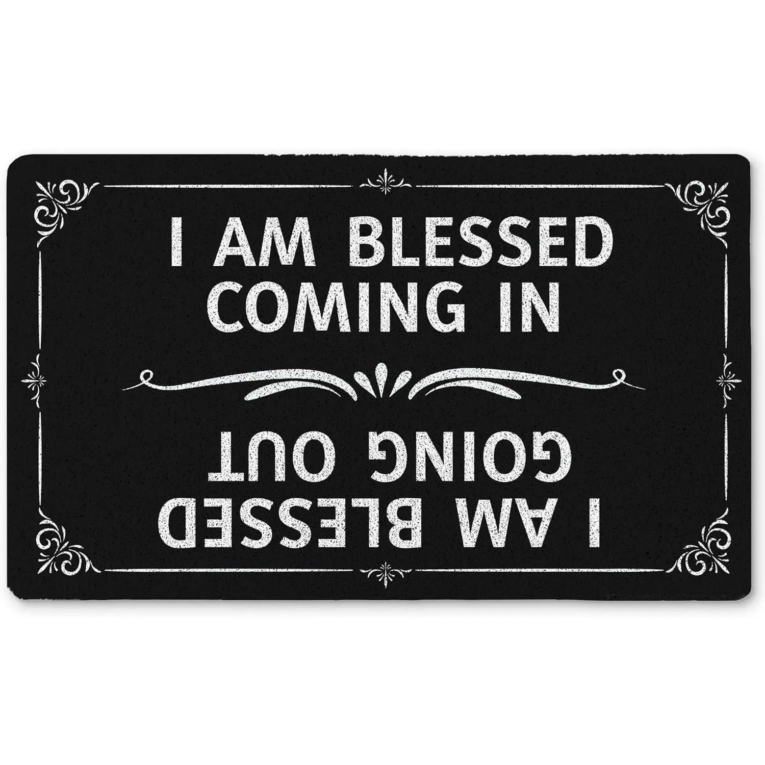 Funny Blessed Quote Fabric Rubber Doormat with Humor Print - Multi-Size Household Textile Rug for Front Door, Porch, Indoor Use (Including Bath)