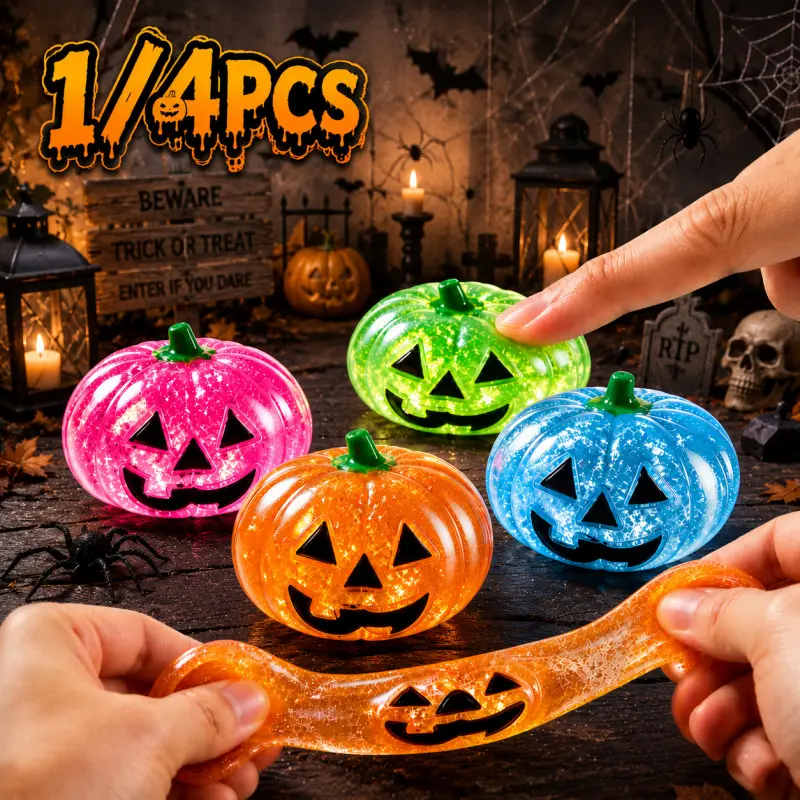 1/4pcs Cute Halloween Pumpkin Shaped Slow Rebound Stress Relief Squishy Fidgets Ball, Gentle Pinch Squeeze Gadget to Calm Irritability, Unique Holiday Handout Minimalist Workspace Decor Portable Relaxation Trinket