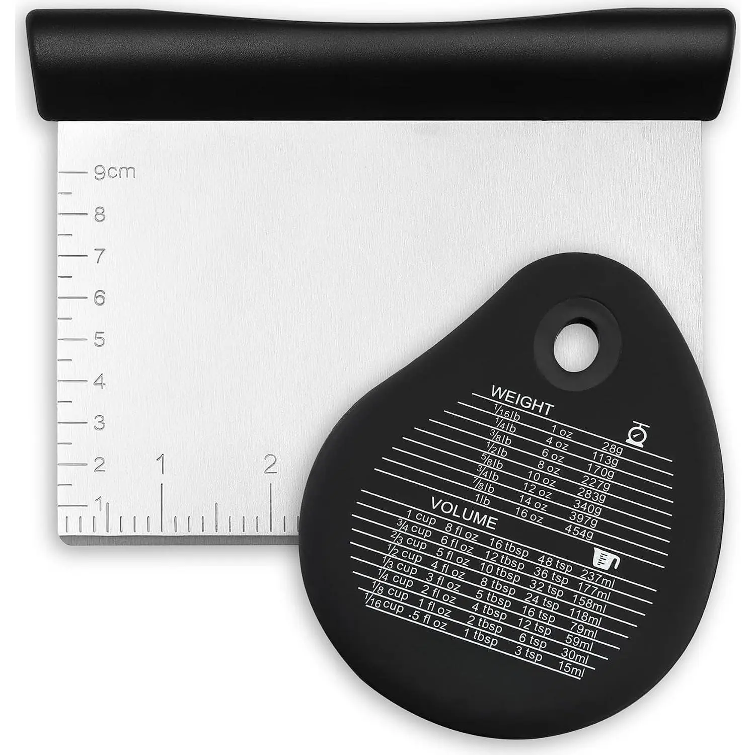 Stainless Steel Bench Scraper & Bowl Scraper Set for Baking | Heavy Duty Dough  Tool & Bowl Pastry Scraper with Measurements for Pizza, Bread, Pastries, Sourdough, Black