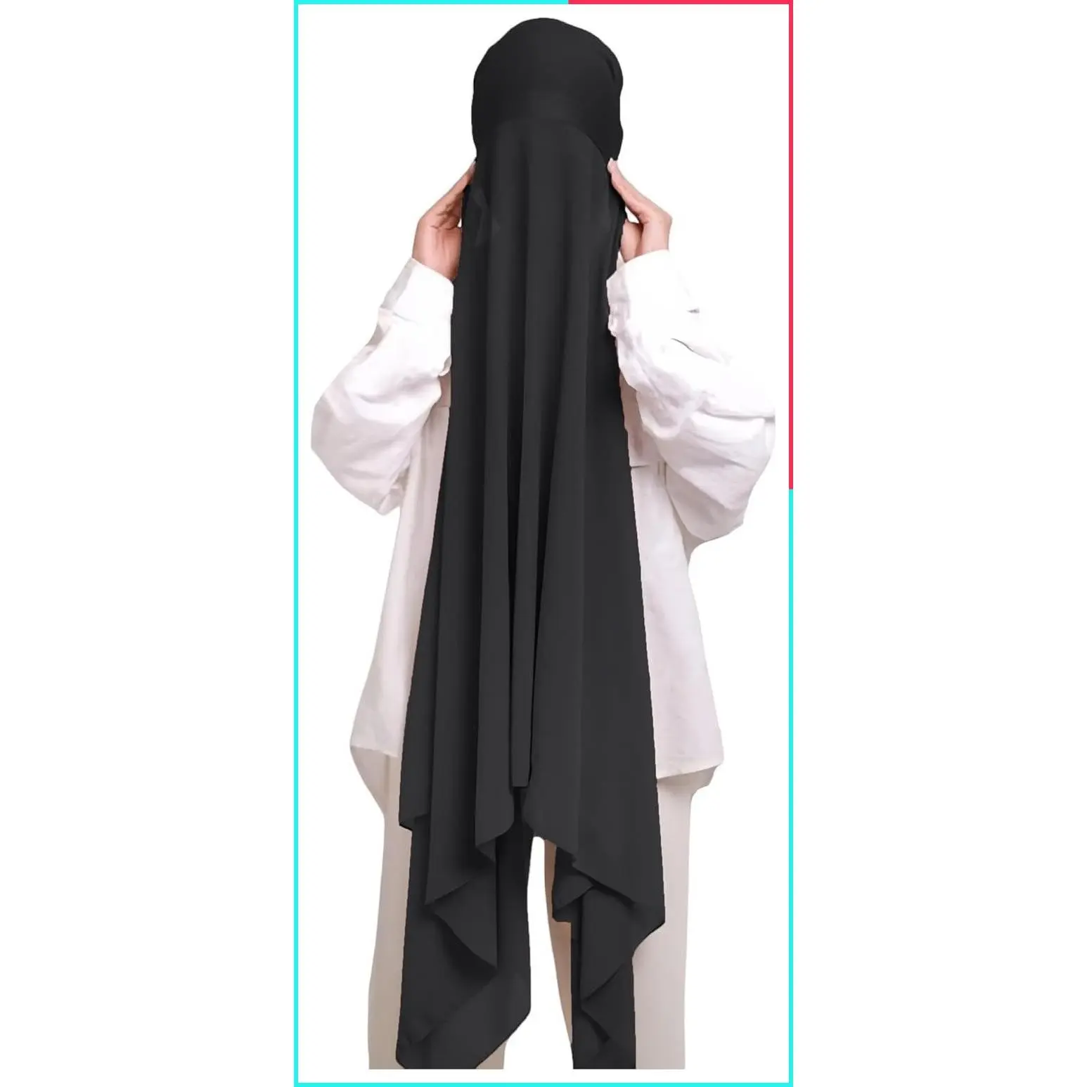 Instant Chiffon Hijab Head Scarf for Muslim Women with Matching Tie-Back Jersey Undercap