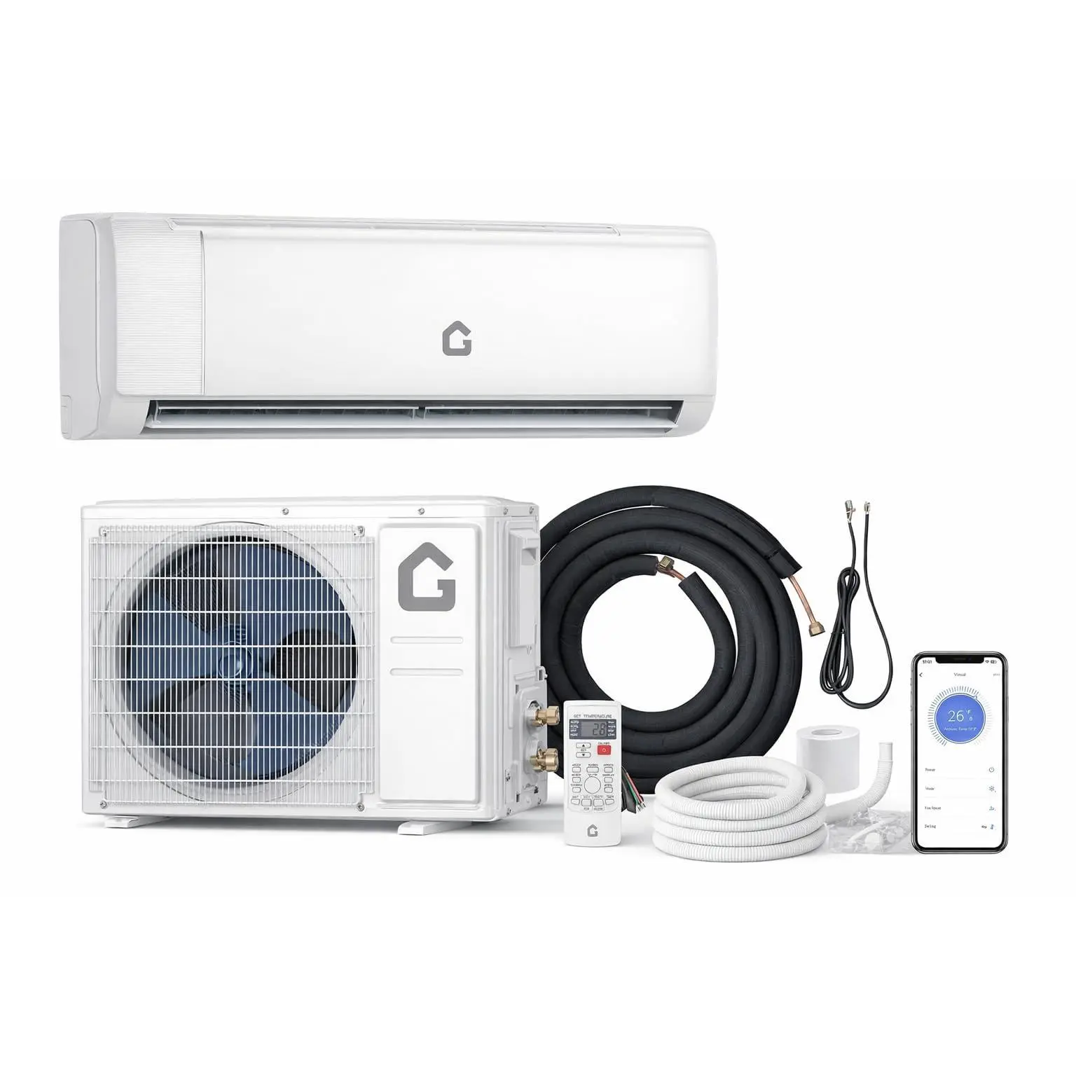 Mini Split Air Conditioner Heat Pump, 12000BTU AC Inverter Unit 115V Alexa & Wifi 21 SEER2 Up to 750 Sq.ft R32 7-in-1 7 Fan Speeds