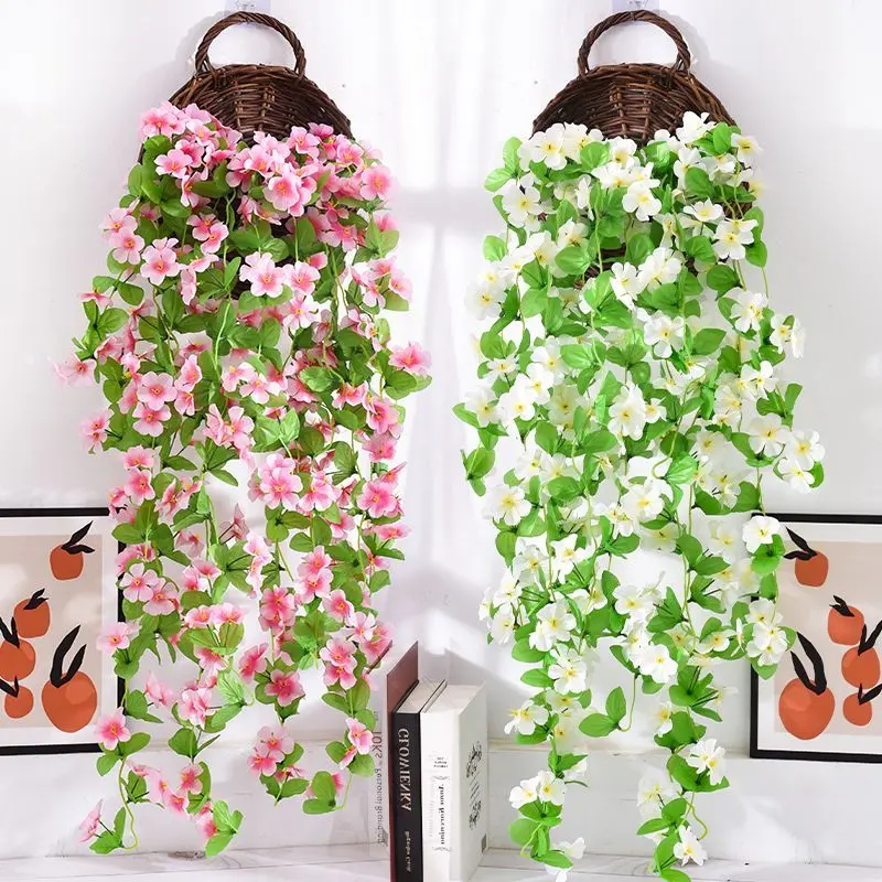 Artificial flowers violet fake flowers wall hanging wall encrypted flowers living room roof wall blocking rattan hanging basket