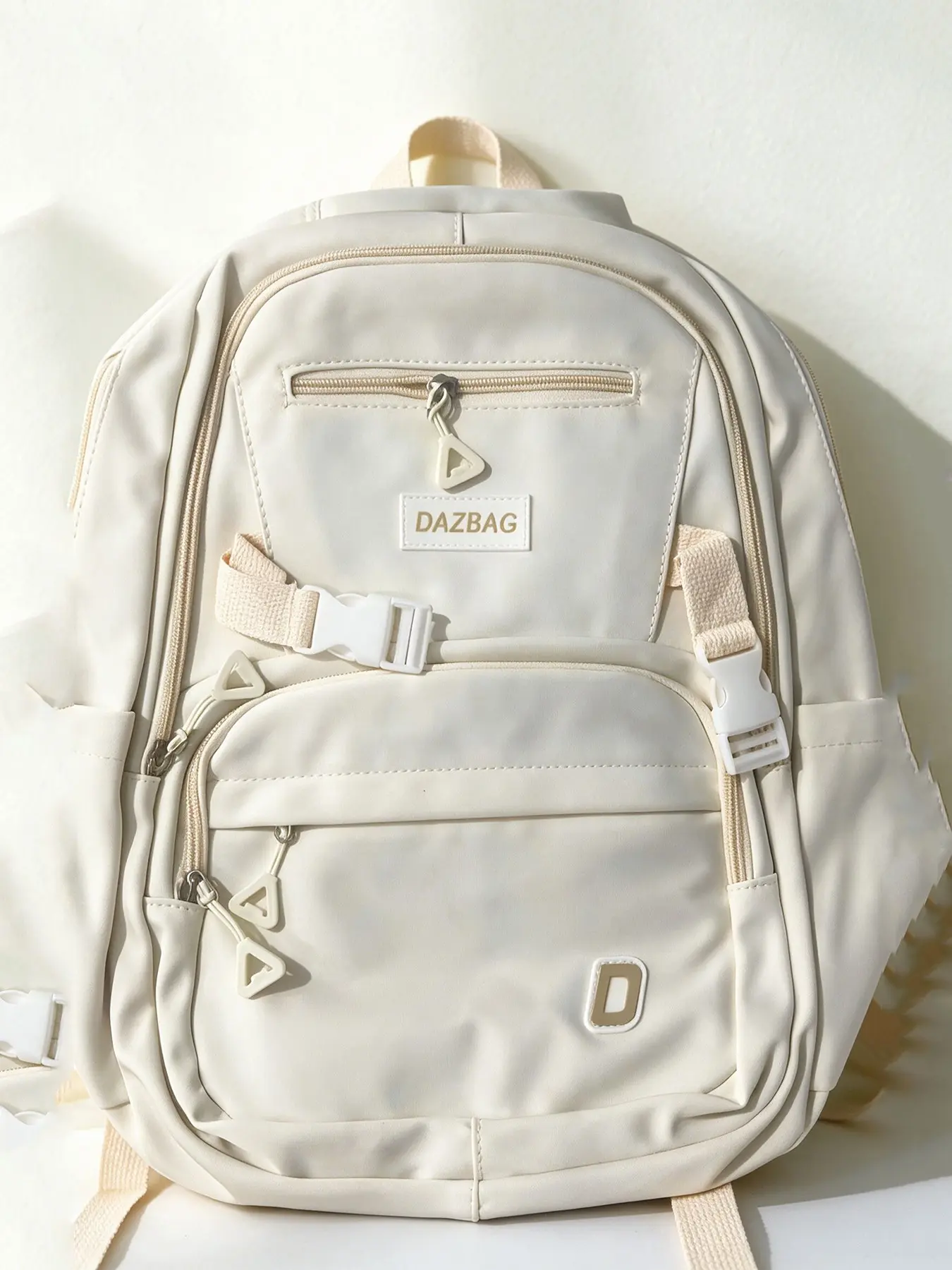 Simple design cream white bow decoration backpack, sweet campus college backpack, black three-dimensional bow decoration, exquisite fashion and versatile, suitable for students to go to class and commute, Backpack Cute, Backpack For School, etc.