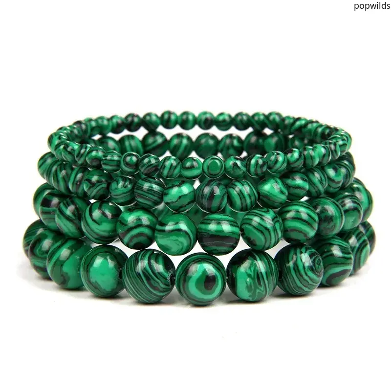 Natural Green Malachite Single Bead Bracelet for Women - Energy Healing, Meditation Wear, Spiritual Calming Stone Jewelry, Daily Yoga Accessory Gift