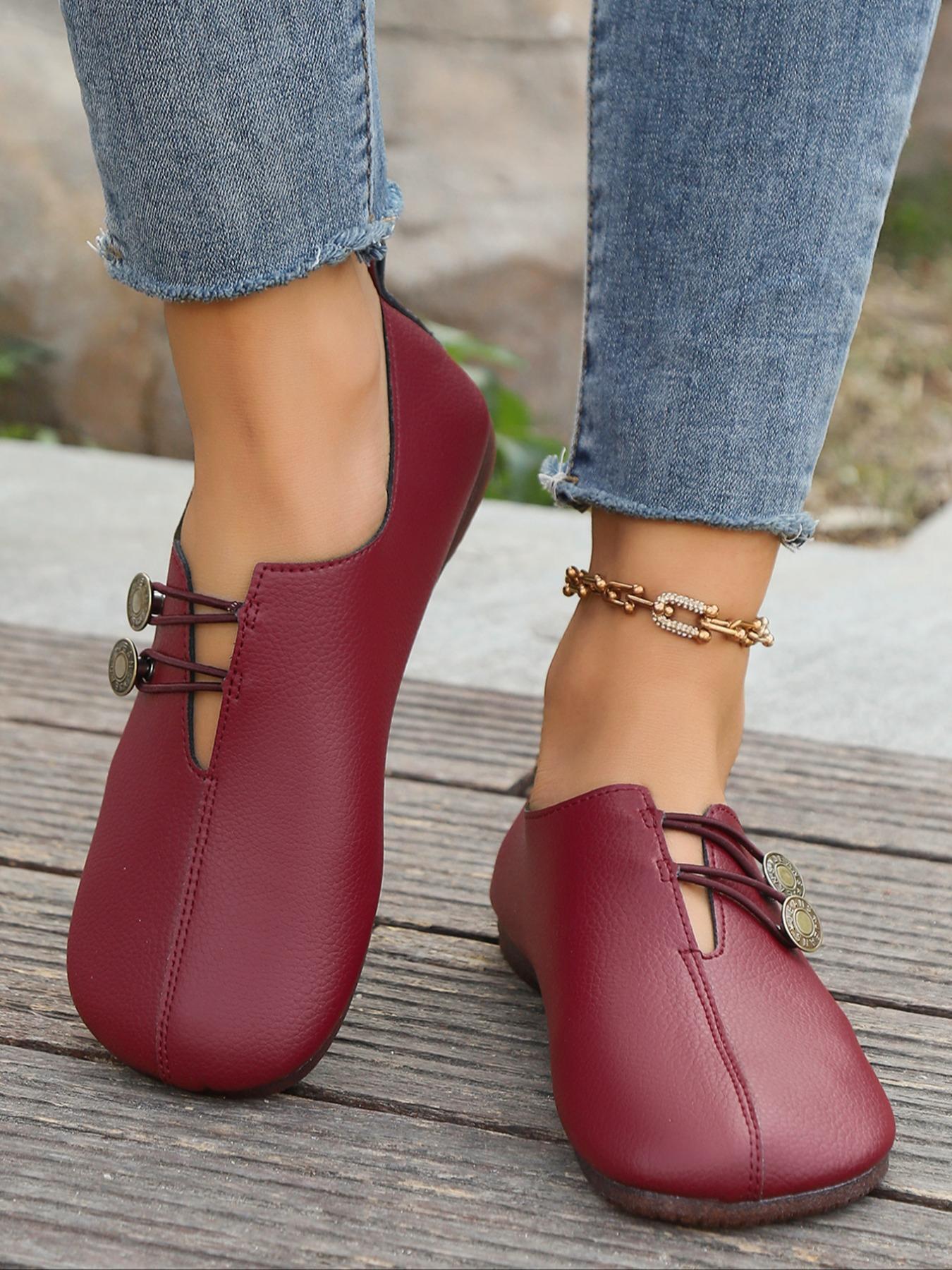 Women's Fashionable Solid Color Slip on Flats, 2024 New Style Casual Comfortable Flat Shoes for Daily Wear, Lightweight Breathable Shoes for Women & Girls, Walking Shoes, Footwear