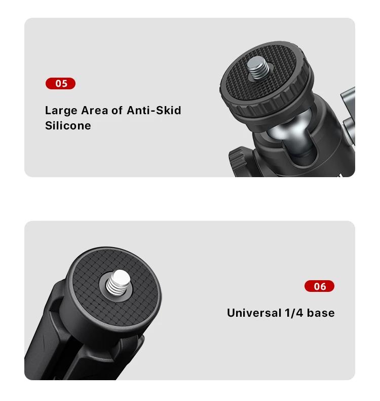 Ulanzi MT-14 Aluminum Alloy Tripod 2KG Load with 360° Ballhead 1/4 Screw Light Portable Vlog Kit Light Desktop Tripods For Phone