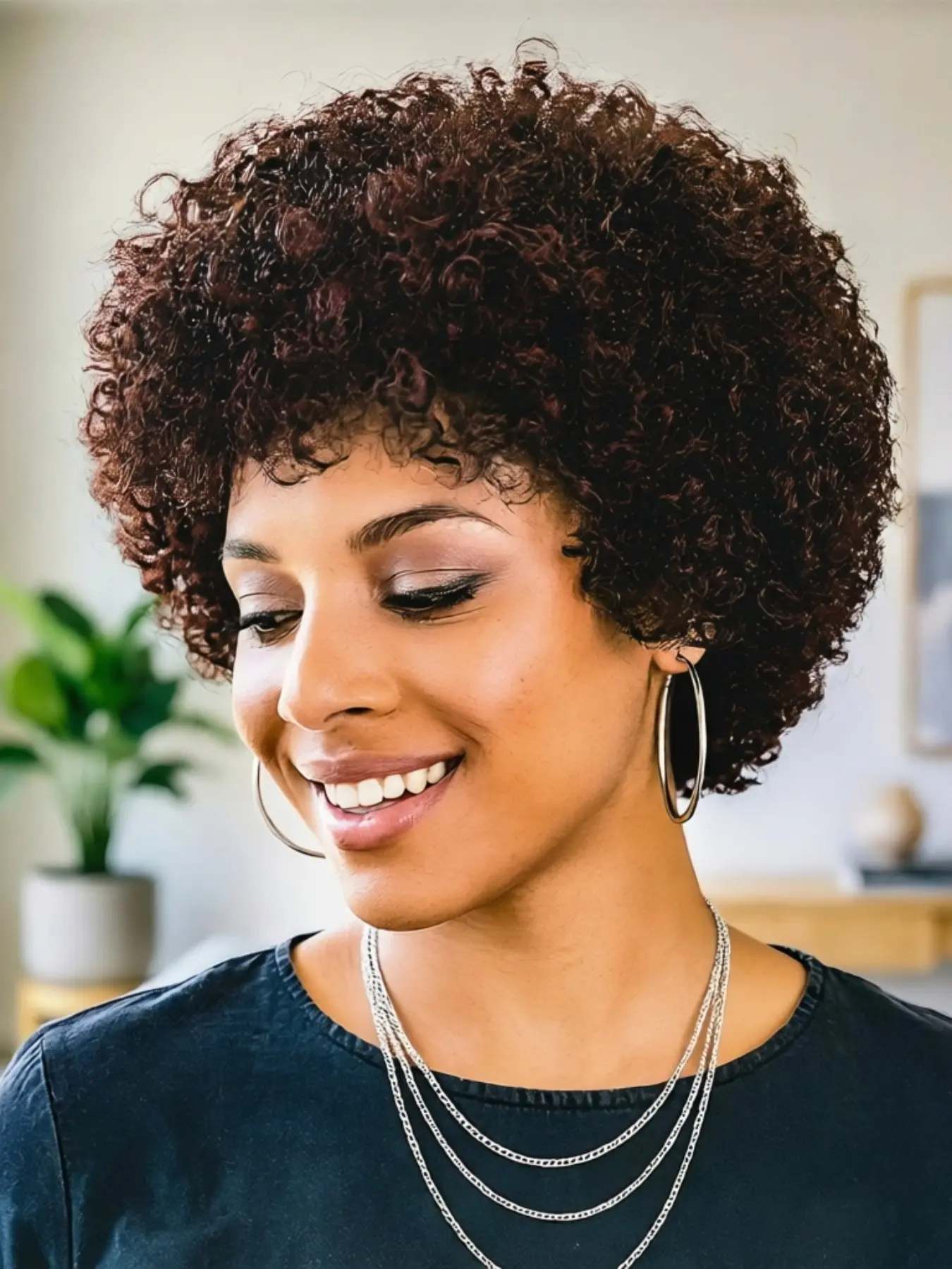 Short Afro Curly Pixie Cut Premium Human Hair Wigs, Full Machine Made, Natural Color, Daily Use Fashion Wig, Pixie Wig for Women