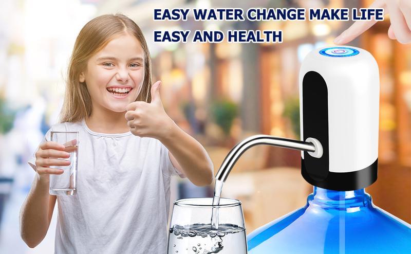 Water Dispenser for 5 Gallon Bottle - Rechargeable Water Pump for 5 Gal Jug, BPA-Free, Food Grade Silicone Hose, Stainless Steel Spout - 30-40 Days Battery Life, Easy One Switch Operation for Kitchen Outdoor Camping Office