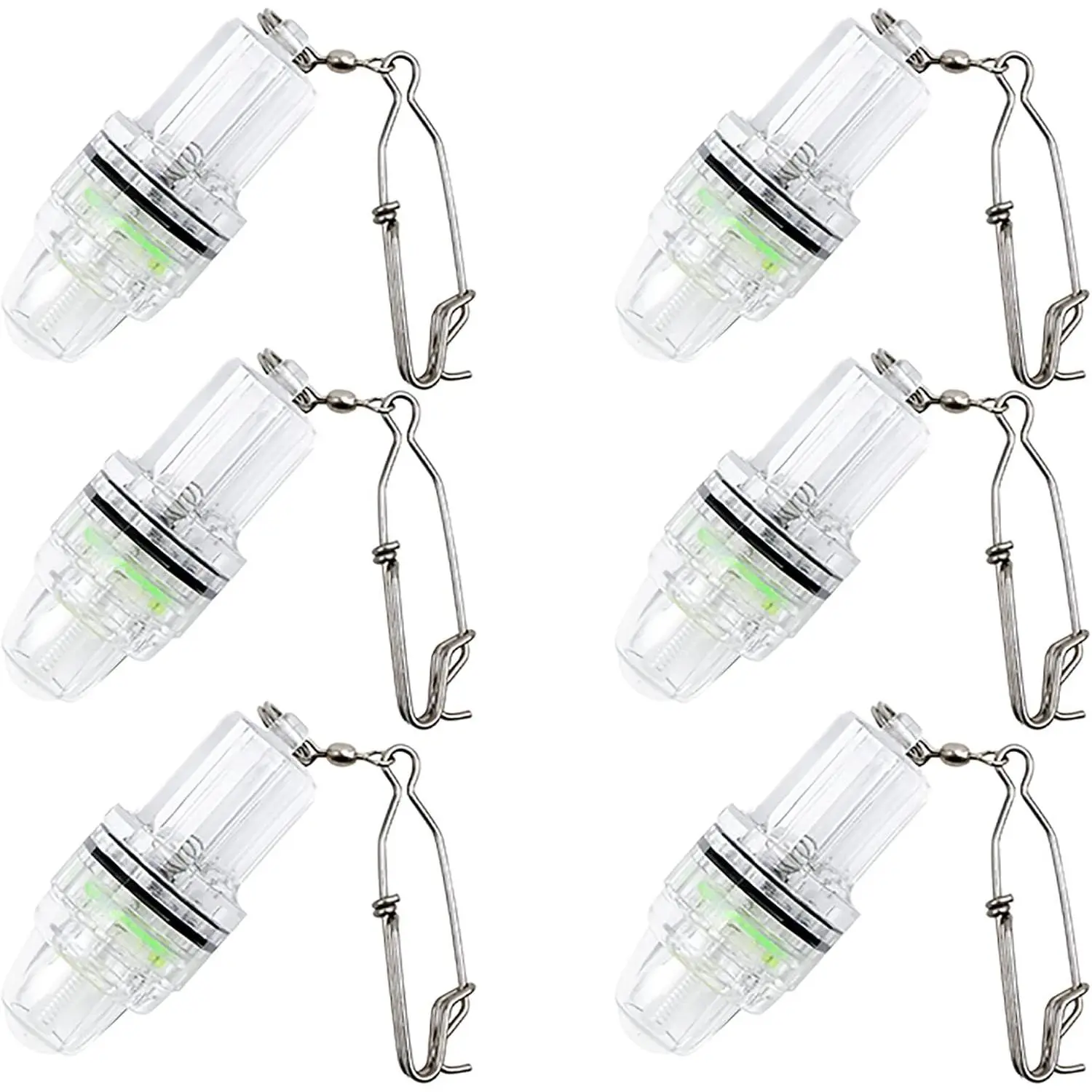 4.3" LED Underwater Deep Drop Fishing Light Water-Triggered Flashing Strobe Fish Attracting Lamp 2100ft Depth Green 6 Pack for Swordfish Tuna Grouper Halibut etc