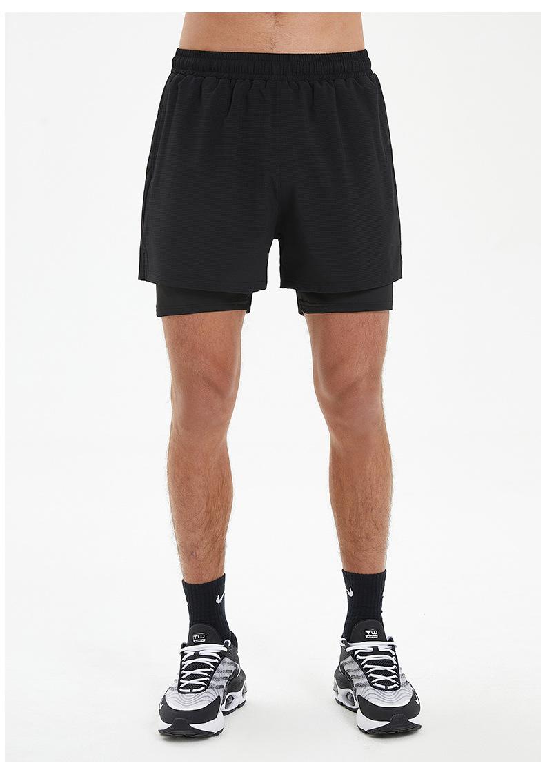 2026 New Fake Two-Piece Men's Fitness Shorts, Quick-Dry Anti-Embarrassment Swim Trunks for Beach & Running