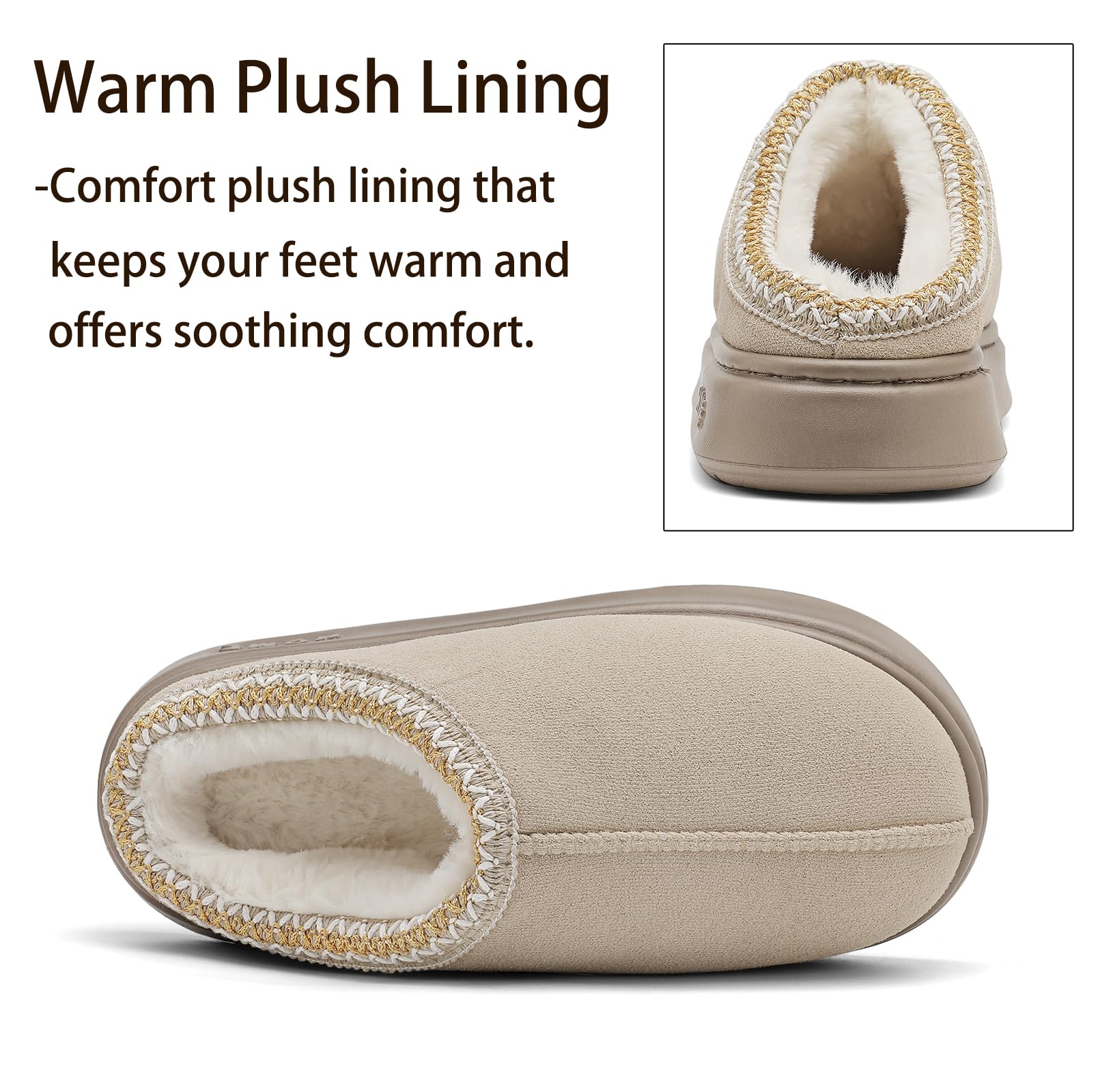 Women's Fluffy Winter Slippers Soft And Warm Durable Upper Indoor Outdoor Anti-slip EVA Sole Easy To Wear Black Suede Footwear