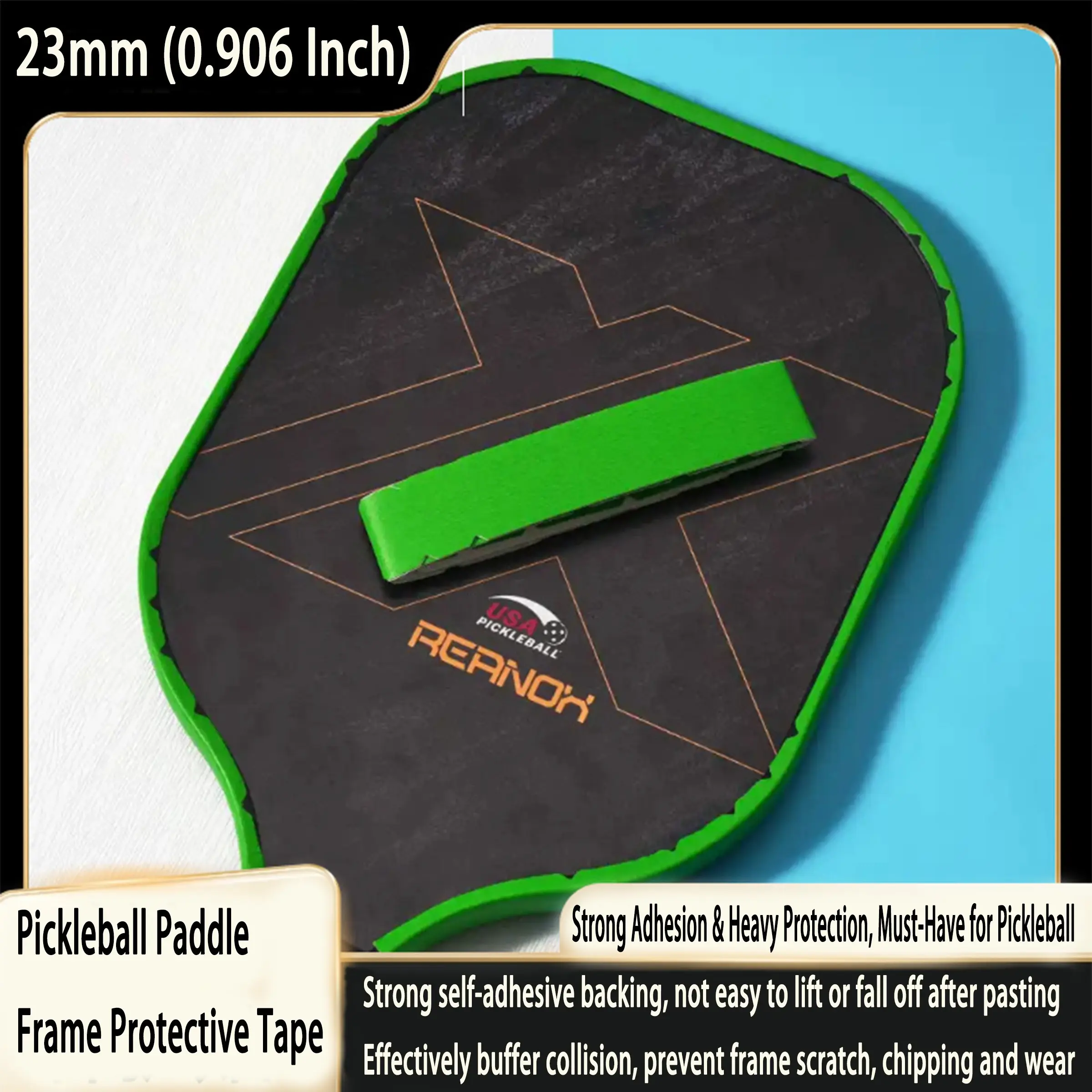 3-Pack 23mm Wide Pickleball Paddle Edge Protectors, Compatible with 13-18mm Thick Paddles, Durable and Reliable Protection