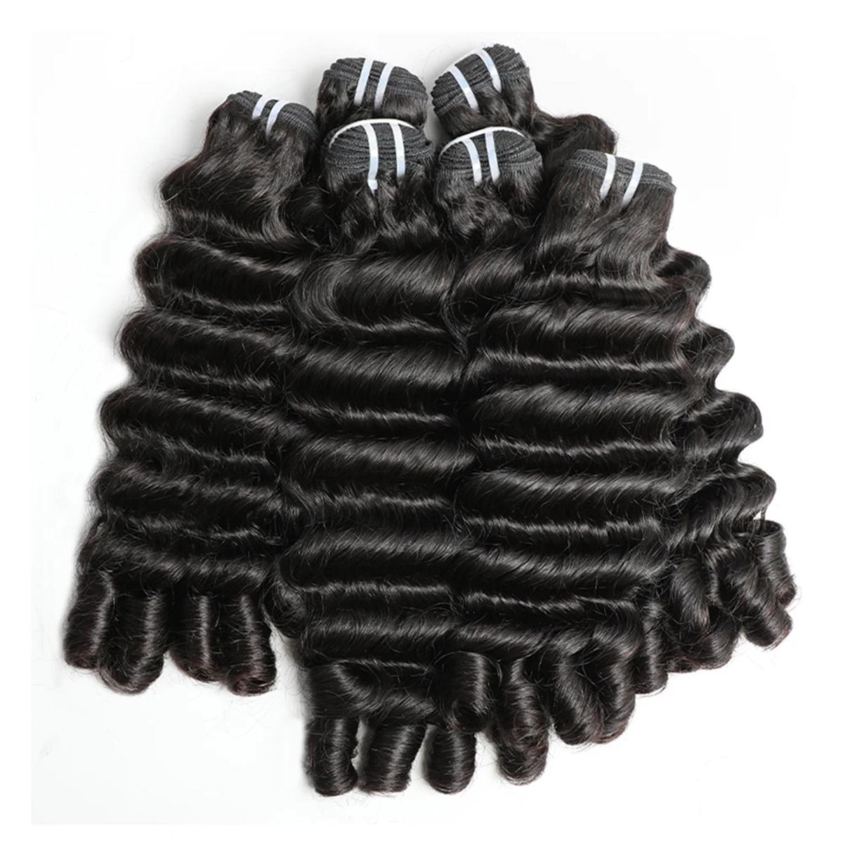 15A Megeen Curly Bundles Human Hair Extensions Burmese Loose Deep Wave Raw Hair 100% Human Hair Bundles Weave 4Pcs Full Head Salon Quality With Full End bouncy curl