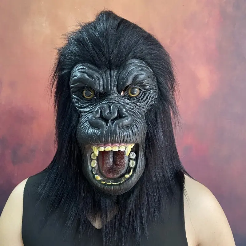 Funny Gorilla Monkey Latex Mask Animal Head Cover Halloween Cosplay Party Prop