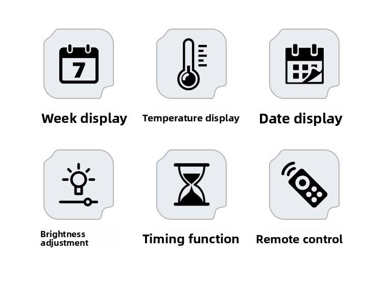Large Display Digital LED Wall Clock Battery Operated with Temperature Date Weekday Display Adjustable Brightness Alarm Timer Modern Hanging Table Clock for Living Room Bedroom Home Decor