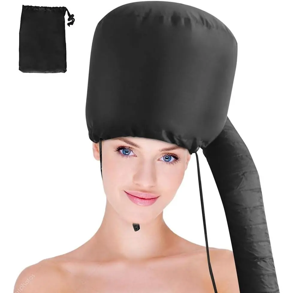Hair Dryer Attach Bonnet Hood Attachment - Upgraded Fabric Hood for Haircare, Styling Curls, Deep Conditioning with Chin Strap, Longer Hose, Free Carrying Case (Beauty & Personal Care Appliance Accessory), Extended Hose