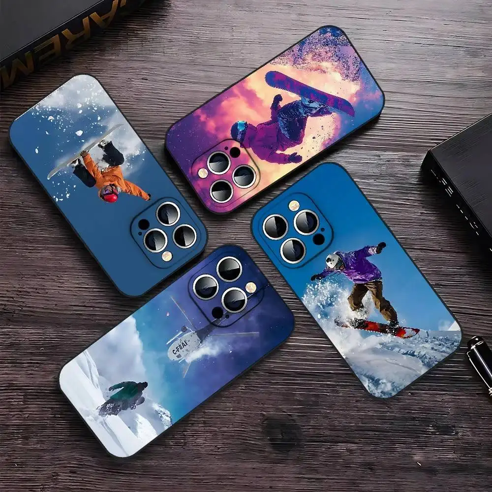 Snowboarding Sports Smartphone Case, Winter Adventure Lightweight Protective Casing for Handheld Devices, Accessories Compatible with iPhone 11-17 Pro Max/Plus & Samsung Galaxy S23-S25