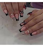 Red Press on Nails Short - Square Fake Nails with Leopard Print Design - French Tip False Nails Press ons - for Women Christmas Manicure 24Pcs Red Press on Nails Short - Square Fake Nails with Leopard Print Design - French Tip False Nails Press ons - for Women Christmas Manicure 24Pcs