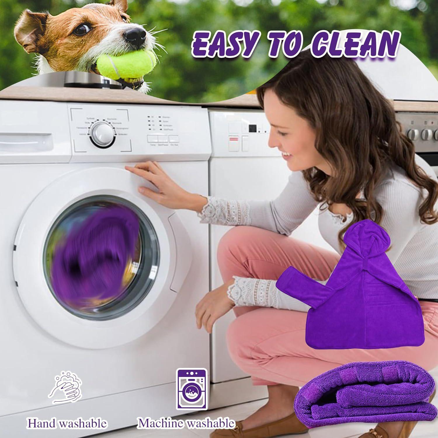 Dog Bathrobe Towel, Super Absorbent Microfiber Pet Drying Robe with Pocket & Adjustable Strap, Fast Drying Dog Bath Towel Wrap for Large Medium Small Dogs