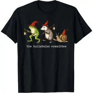 The Hullabaloo Committee Funny Frog Opossum Snail Meme T-Shirt