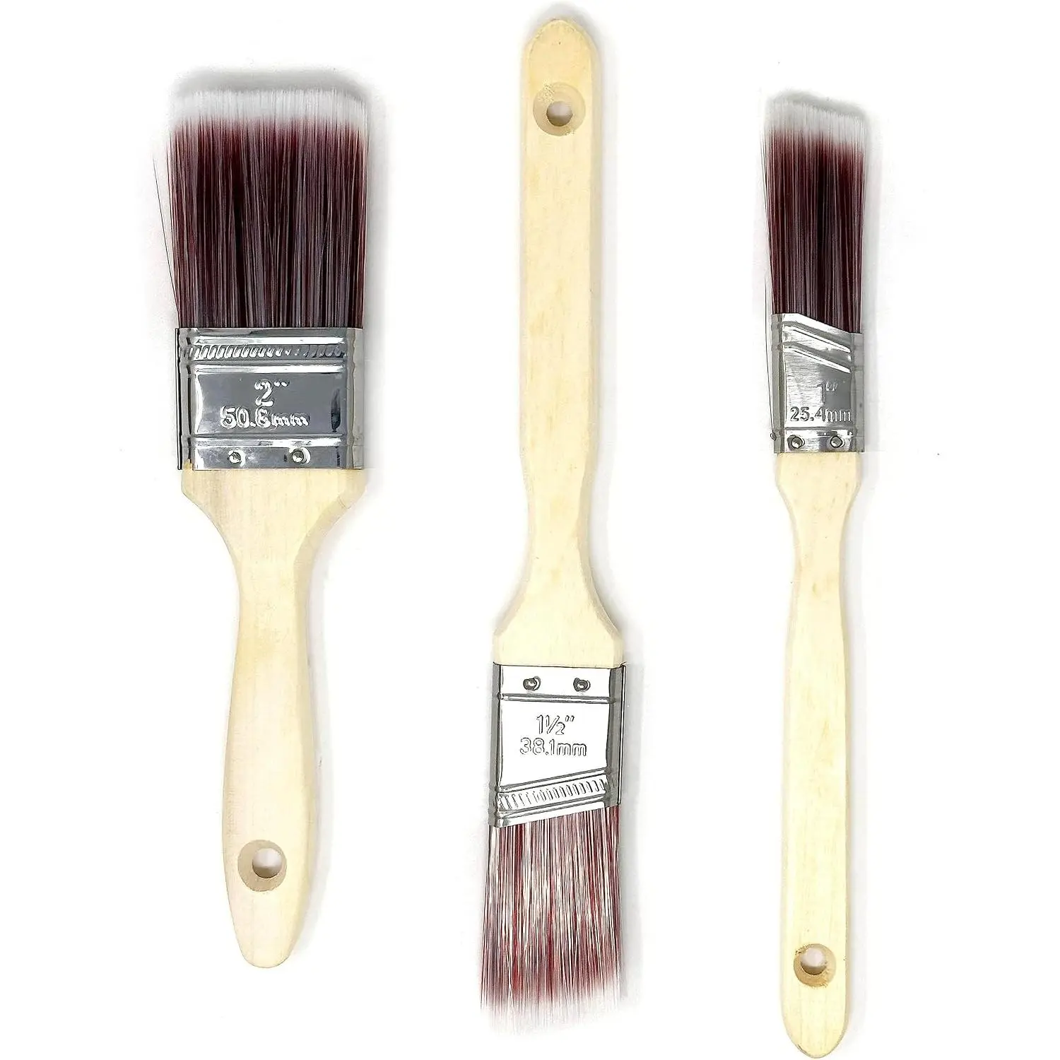 3-PK 1"+1.5"+2  Brushes Set for  Surface Wall Door Furniture Trim with   Handle and Durable Filament Bristles