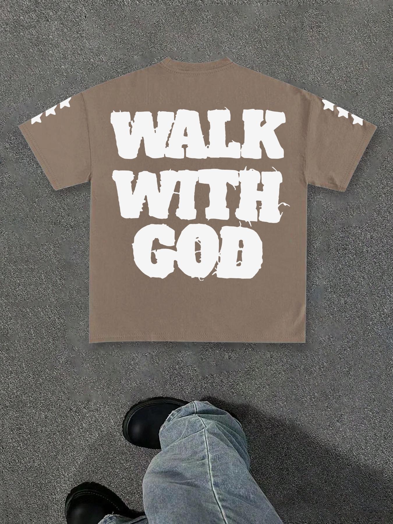 Men's Star & Letter Print Round Neck Tee, Regular Fit Casual Short Sleeve Crew Neck T-Shirt for Summer, Fashion Men's Top for Daily Wear, Casual Style Tee