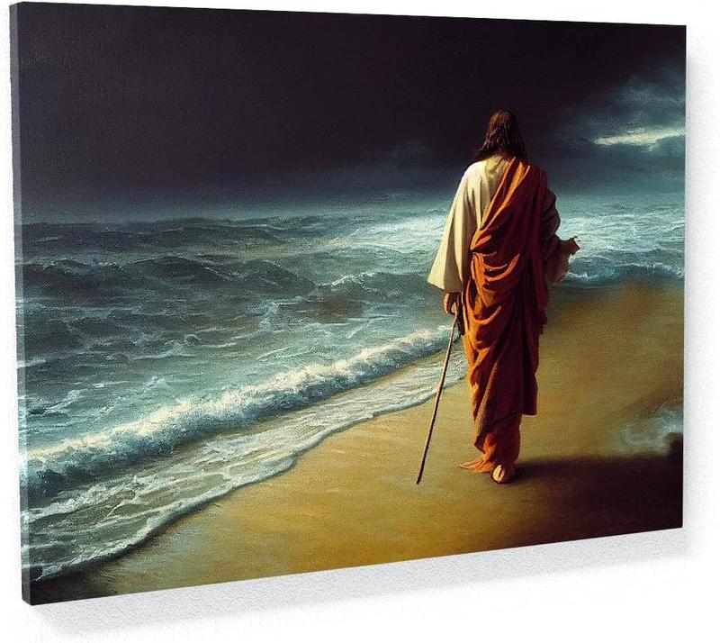 1 Count Sense Canvas Jesus 1 Canvas Art - Home Decor Wall Art Print Poster Painting Large 16x12inch Frameless