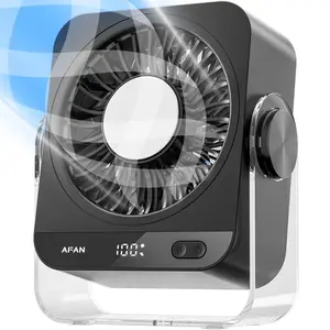 Rechargeable USB Desk Cooling Fan, Tabletop Air Circulator Fan, 199 Speeds, Digital Display, 130° Adjustable Angle, Portable Table Fan for Personal Home, Office, Kitchen & Travel