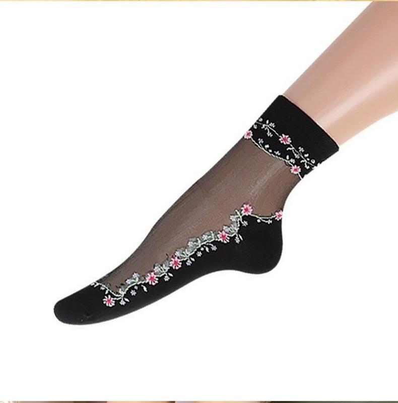 10pairs Women’s Summer Thin Sheer Glass Silk Mid Calf spring sock comfort