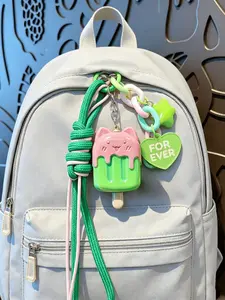 Colorful Ice Cream Keychain, Cute Animal Pattern, Perfect Gift for Couples, Bag Charm, Key Ring, Car Key Holder, Phone Chain