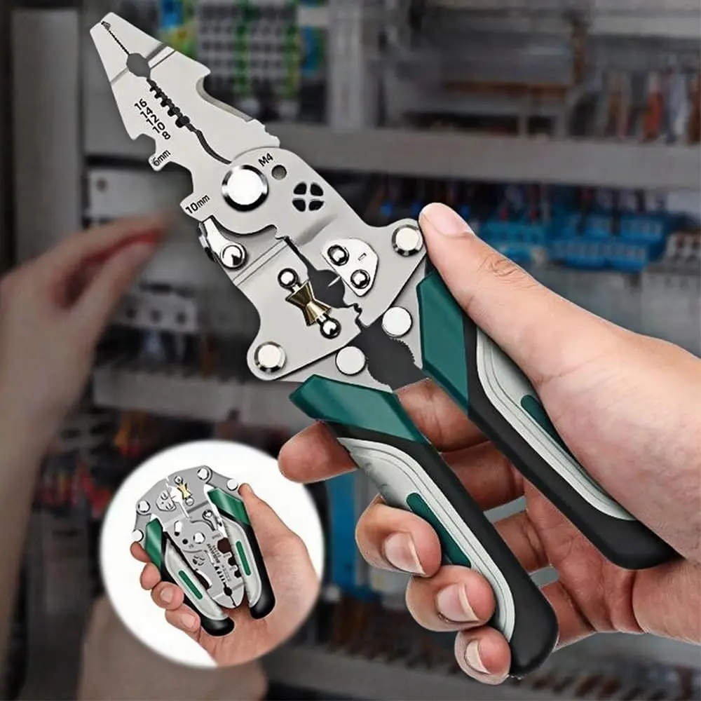 New 16-In-1 Foldable Wire Stripper, Upgraded Multifunctional Professional Cable Cutter, Wirecutters, Ideal for Cutting & Pulling Wires, Tool, Home