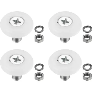 22mm Drawer Rollers, 4 Set Nylon Positioning Pulleys Small Drawer Pulley  Wheel with Spring Washer and Nut for File Cabinet Slides, White