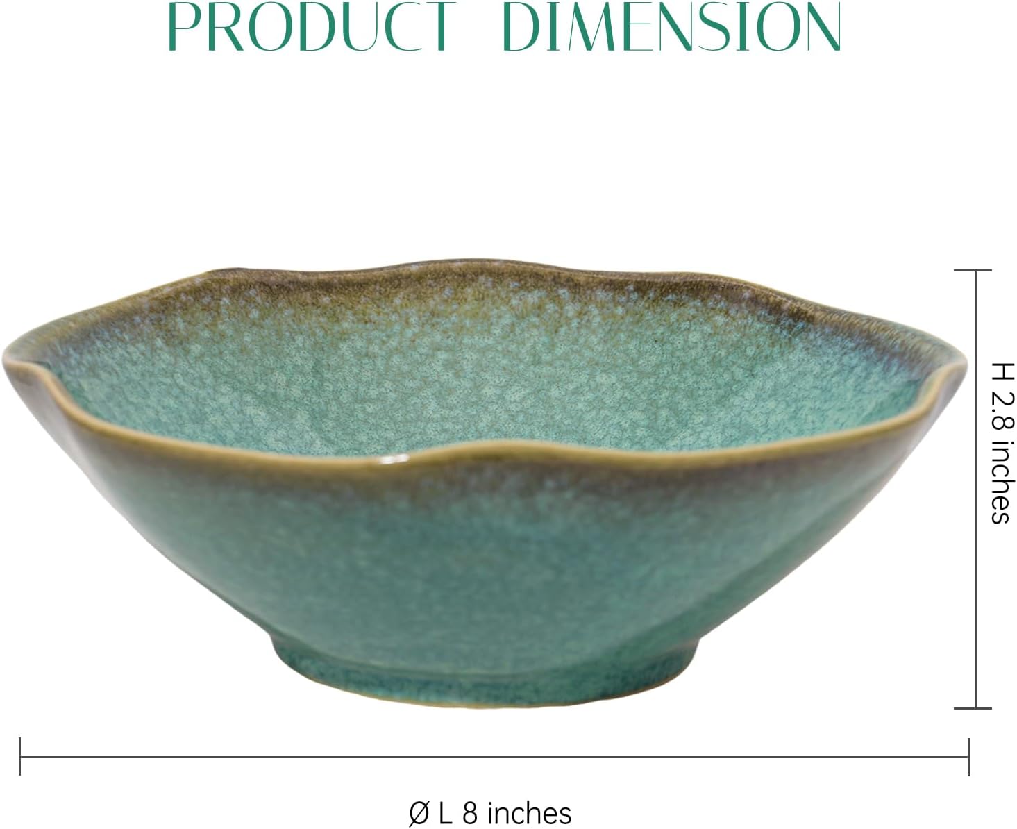 Decorative Bowl 7.6'' Ceramic, Ruffle Catch All Key Bowls for Entryway Table, Coffee Table Bowl Decor, Handcrafted Large Decorative Bowl, Pottery Purse Potpourri Bowl