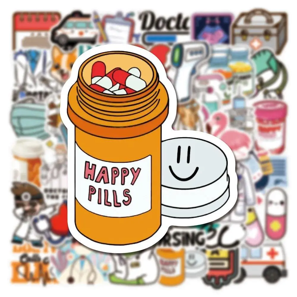 Nurse Theme Decorative Stickers (10/50pcs), Waterproof Graffiti Decals for Kids Toys, Phone/Laptop, Car, Sticker Paper DIY Craft Supplies