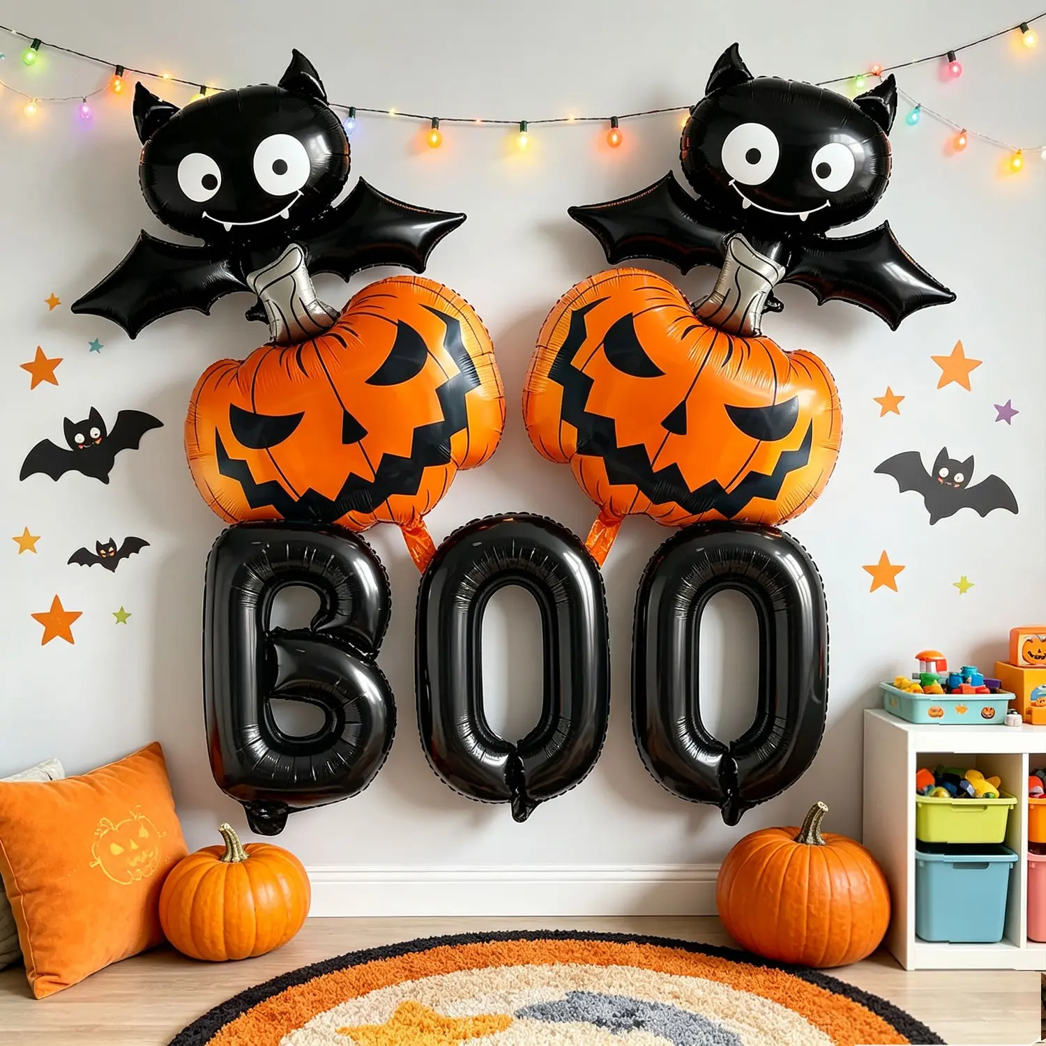 9 Piece Halloween Aluminum Foil Balloons Set, Pumpkin Bat Balloons , 16 Inch Letter Balloons, Suitable for Halloween living room wall decoration, children’s Halloween parties, trick-or-treating handheld props, Halloween classroom decorations in kinder